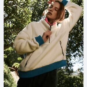 Free People over the rainbow fleece sweater Sz XS pockets jacket pullover A5N